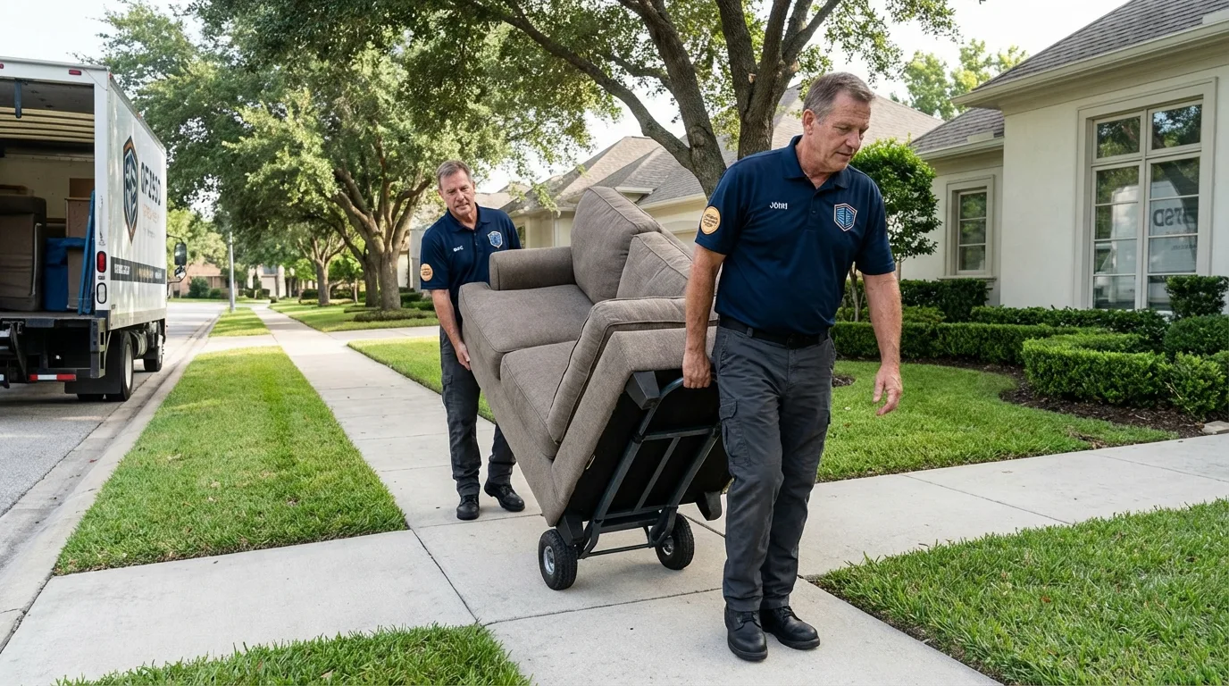 Local residential moving crew loading furniture in Burlington, MA